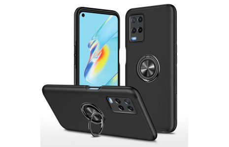 Newface Oppo A54 4G Kılıf Elit Yüzüklü Kapak - Siyah