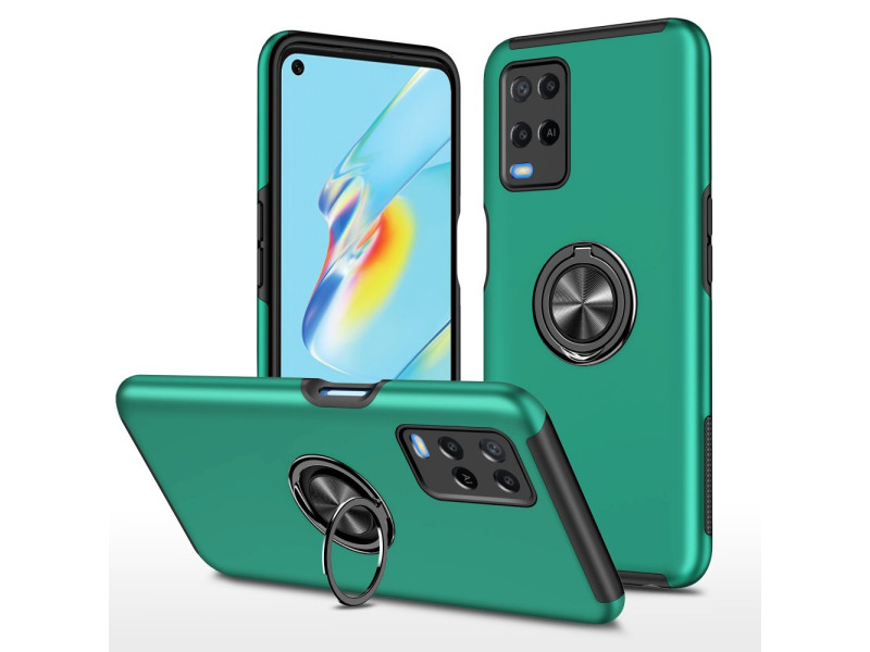 Newface Oppo A54 4G Kılıf Elit Yüzüklü Kapak - Yeşil