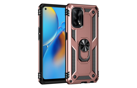 Newface Oppo A74 4G Kılıf Sofya Yüzüklü Silikon Kapak - Rose