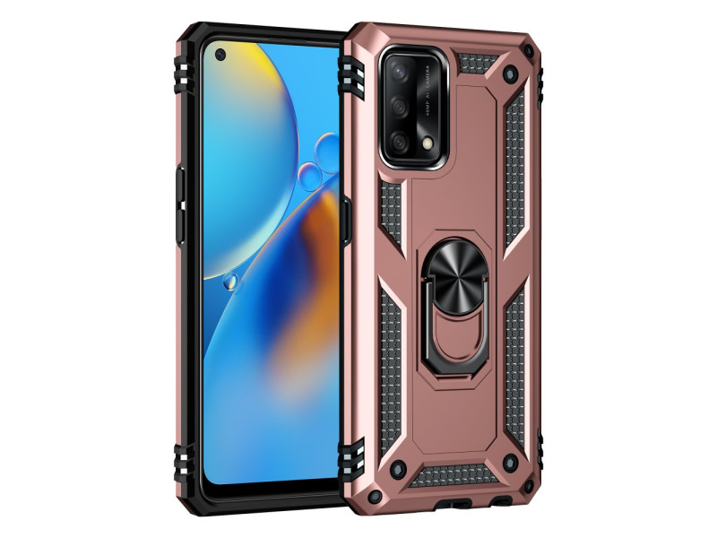 Newface Oppo A74 4G Kılıf Sofya Yüzüklü Silikon Kapak - Rose