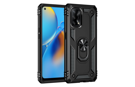 Newface Oppo A74 4G Kılıf Sofya Yüzüklü Silikon Kapak - Siyah
