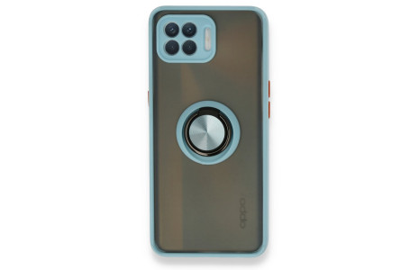Newface Oppo Reno 4 Lite Kılıf Montreal Yüzüklü Silikon Kapak - Buz Mavi