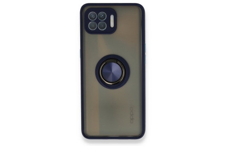 Newface Oppo Reno 4 Lite Kılıf Montreal Yüzüklü Silikon Kapak - Lacivert