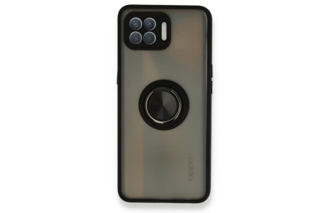 Newface Oppo Reno 4 Lite Kılıf Montreal Yüzüklü Silikon Kapak - Siyah