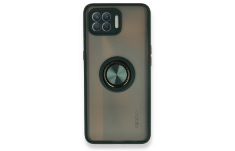 Newface Oppo Reno 4 Lite Kılıf Montreal Yüzüklü Silikon Kapak - Yeşil