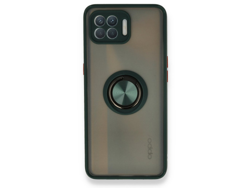 Newface Oppo Reno 4 Lite Kılıf Montreal Yüzüklü Silikon Kapak - Yeşil