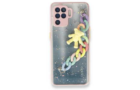 Newface Oppo Reno 5 Lite Kılıf Ayıcıklı Silikon - Pembe
