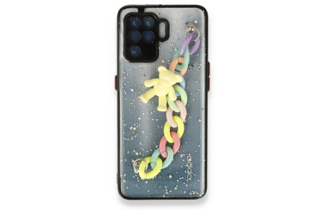 Newface Oppo Reno 5 Lite Kılıf Ayıcıklı Silikon - Siyah