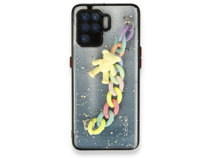 Newface Oppo Reno 5 Lite Kılıf Ayıcıklı Silikon - Siyah