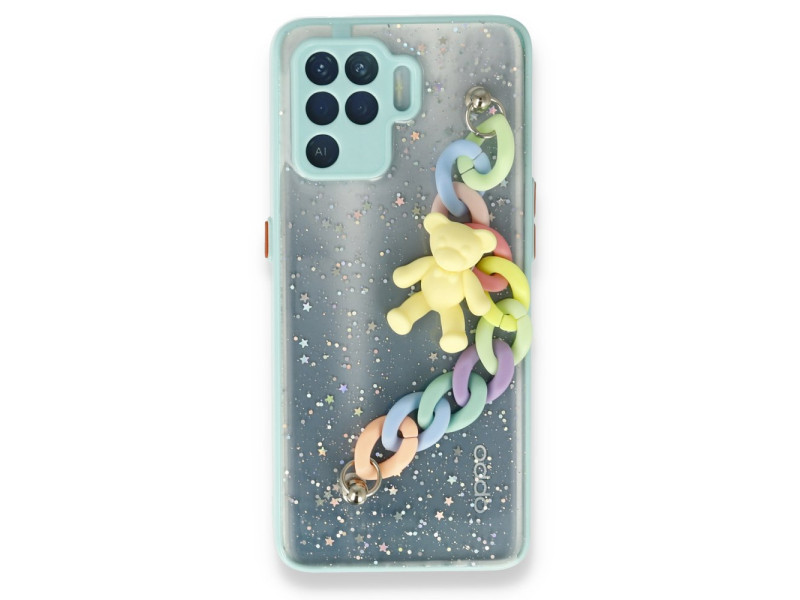 Newface Oppo Reno 5 Lite Kılıf Ayıcıklı Silikon - Yeşil