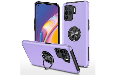 Newface Oppo Reno 5 Lite Kılıf Elit Yüzüklü Kapak - Mor