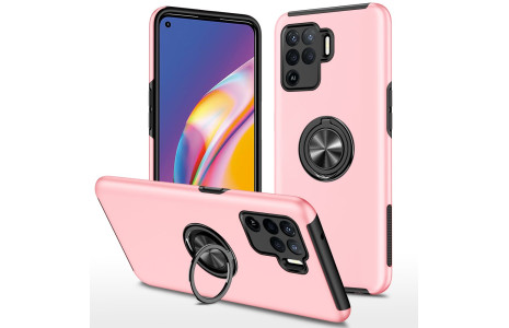 Newface Oppo Reno 5 Lite Kılıf Elit Yüzüklü Kapak - Pembe