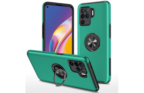 Newface Oppo Reno 5 Lite Kılıf Elit Yüzüklü Kapak - Yeşil