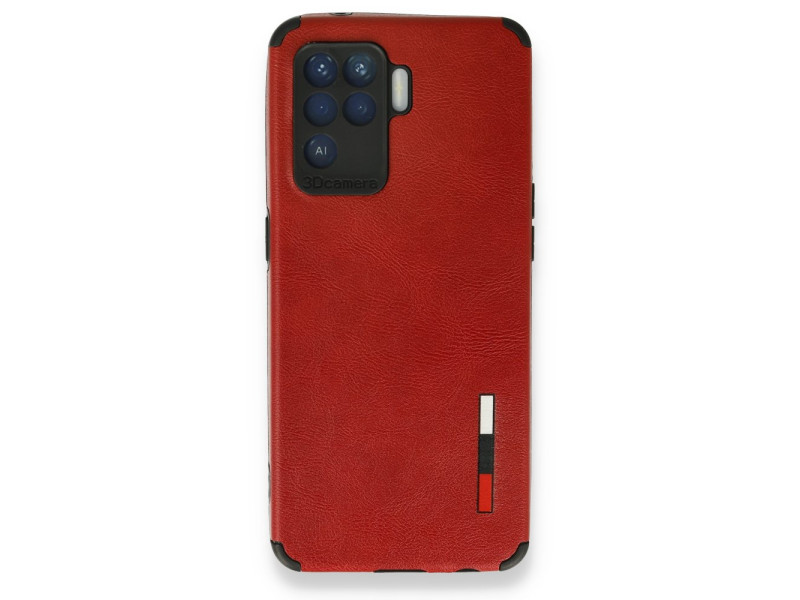 Newface Oppo Reno 5 Lite Kılıf Loop Deri Silikon - Kırmızı