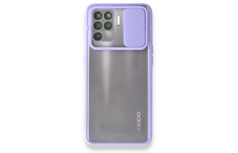Newface Oppo Reno 5 Lite Kılıf Palm Buzlu Kamera Sürgülü Silikon - Lila
