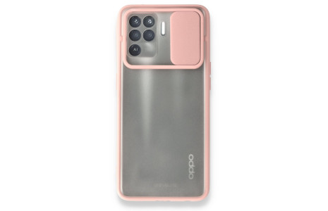 Newface Oppo Reno 5 Lite Kılıf Palm Buzlu Kamera Sürgülü Silikon - Pembe