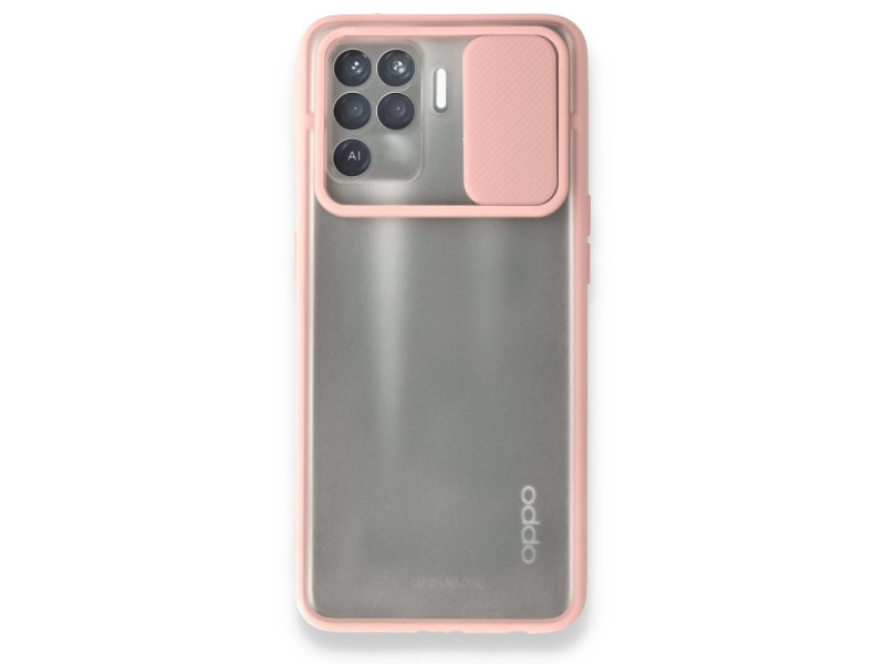 Newface Oppo Reno 5 Lite Kılıf Palm Buzlu Kamera Sürgülü Silikon - Pembe