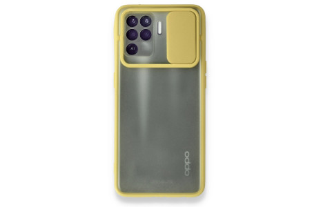 Newface Oppo Reno 5 Lite Kılıf Palm Buzlu Kamera Sürgülü Silikon - Sarı