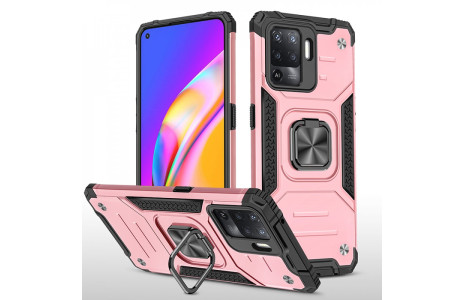 Newface Oppo Reno 5 Lite Kılıf Zegna Yüzüklü Silikon Kapak - Rose
