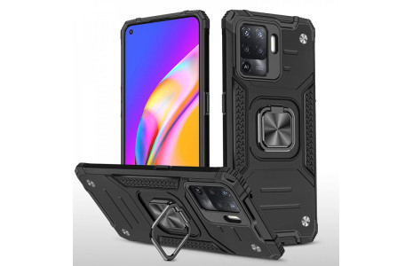 Newface Oppo Reno 5 Lite Kılıf Zegna Yüzüklü Silikon Kapak - Siyah