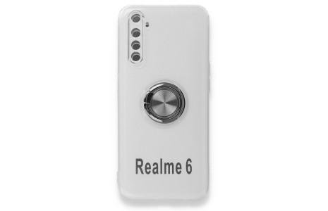Newface Realme 6 Kılıf Gros Yüzüklü Silikon - Siyah