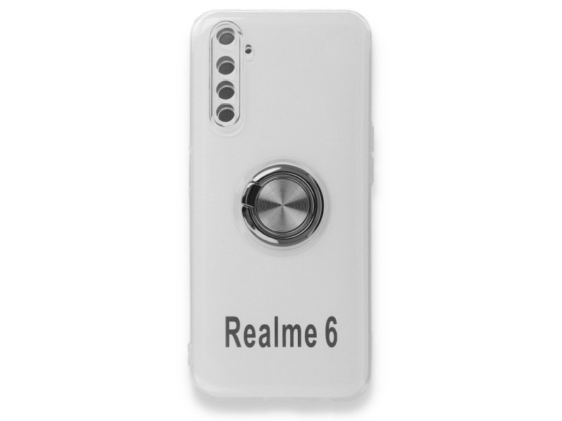 Newface Realme 6 Kılıf Gros Yüzüklü Silikon - Siyah