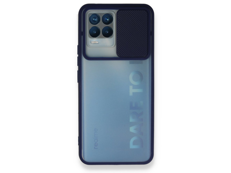 Newface Realme 8 Kılıf Palm Buzlu Kamera Sürgülü Silikon - Lacivert