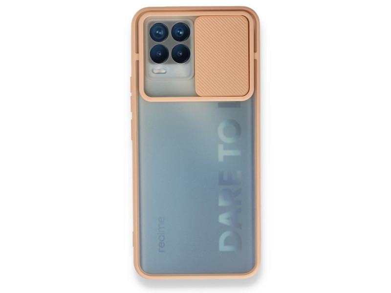 Newface Realme 8 Kılıf Palm Buzlu Kamera Sürgülü Silikon - Pembe