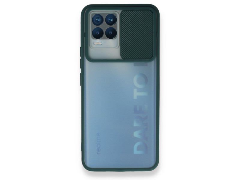 Newface Realme 8 Kılıf Palm Buzlu Kamera Sürgülü Silikon - Yeşil