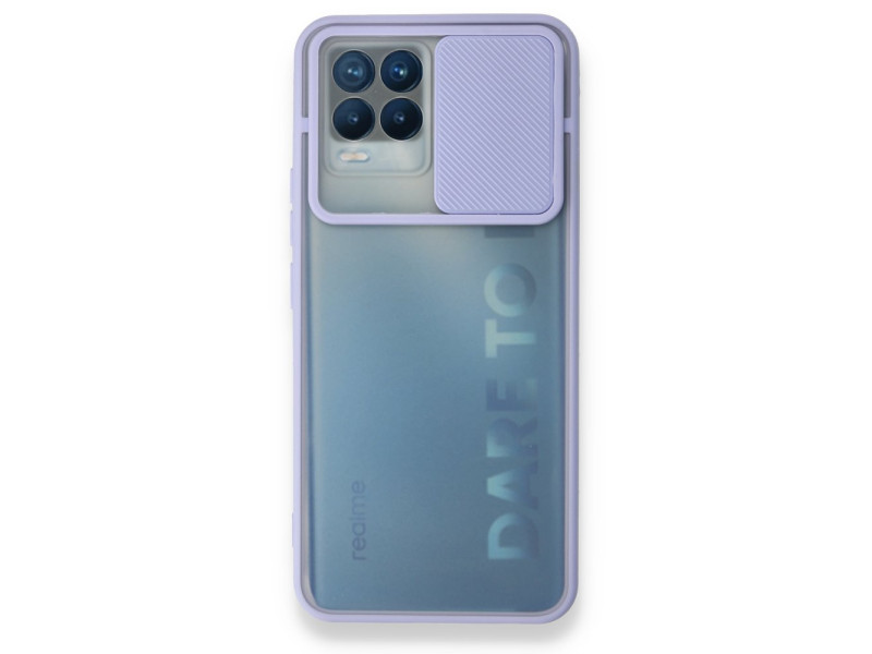 Newface Realme 8 Pro Kılıf Palm Buzlu Kamera Sürgülü Silikon - Lila