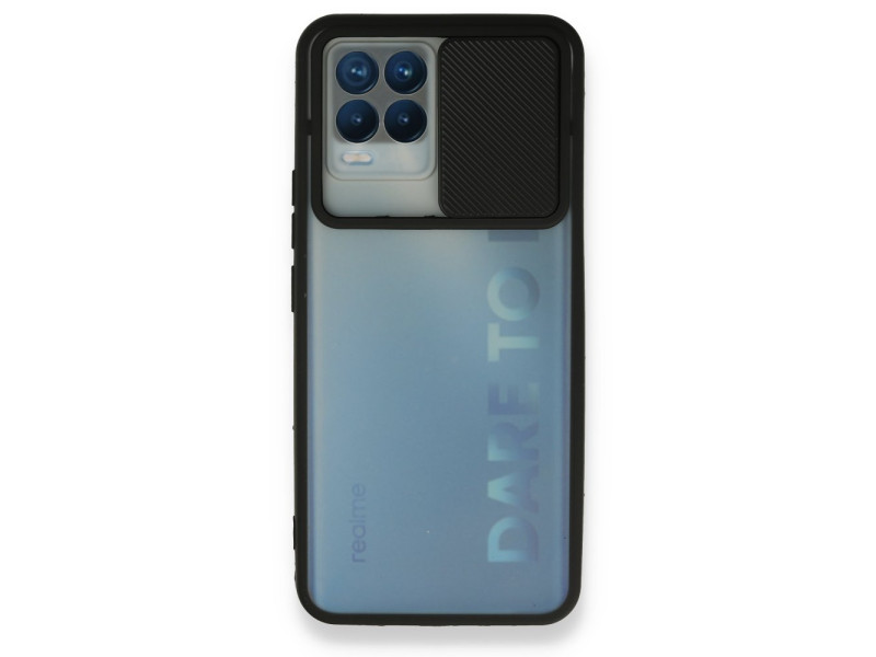 Newface Realme 8 Pro Kılıf Palm Buzlu Kamera Sürgülü Silikon - Siyah