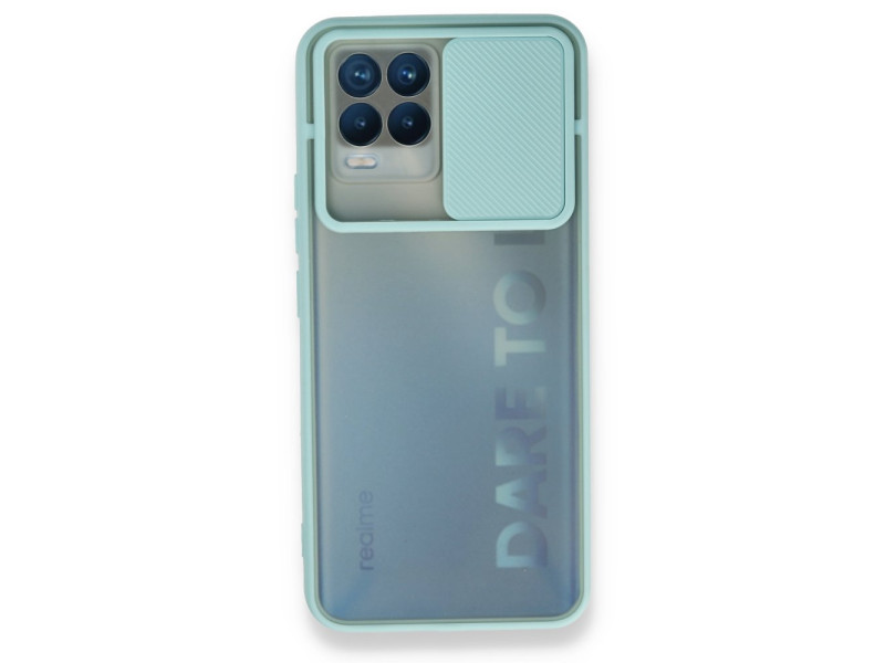 Newface Realme 8 Pro Kılıf Palm Buzlu Kamera Sürgülü Silikon - Turkuaz