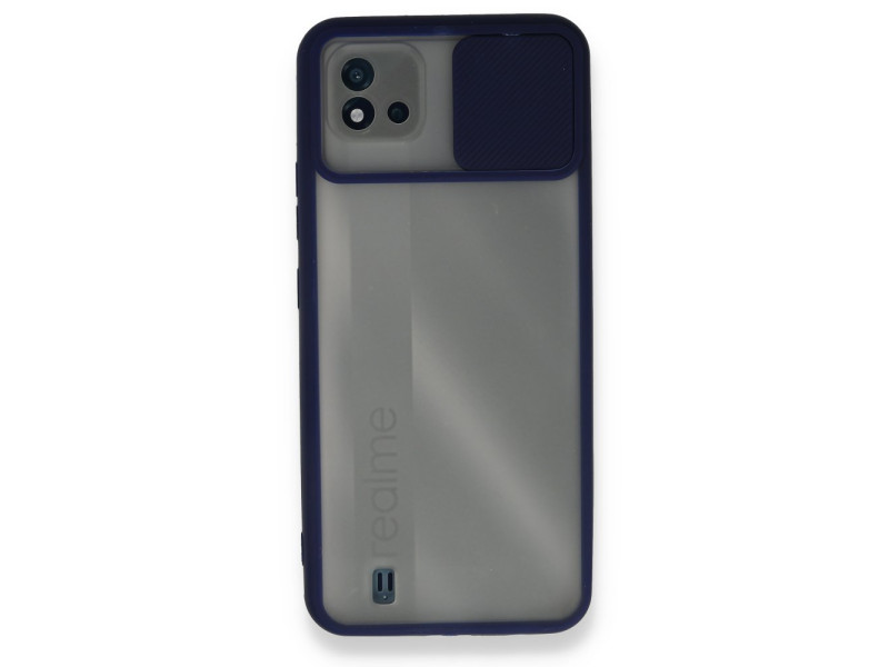 Newface Realme C11 2021 Kılıf Palm Buzlu Kamera Sürgülü Silikon - Lacivert