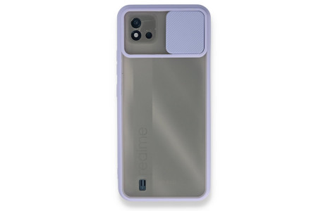 Newface Realme C11 2021 Kılıf Palm Buzlu Kamera Sürgülü Silikon - Lila