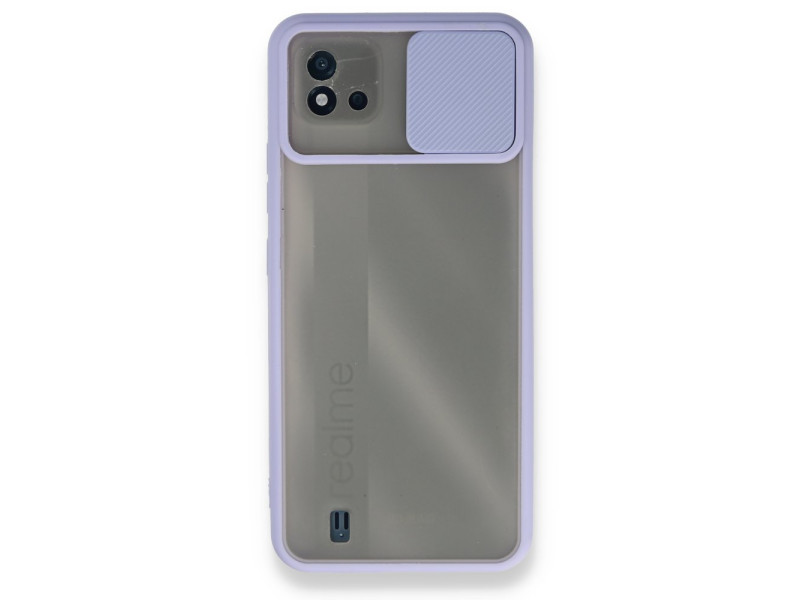 Newface Realme C11 2021 Kılıf Palm Buzlu Kamera Sürgülü Silikon - Lila