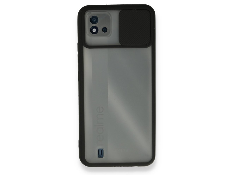 Newface Realme C11 2021 Kılıf Palm Buzlu Kamera Sürgülü Silikon - Siyah