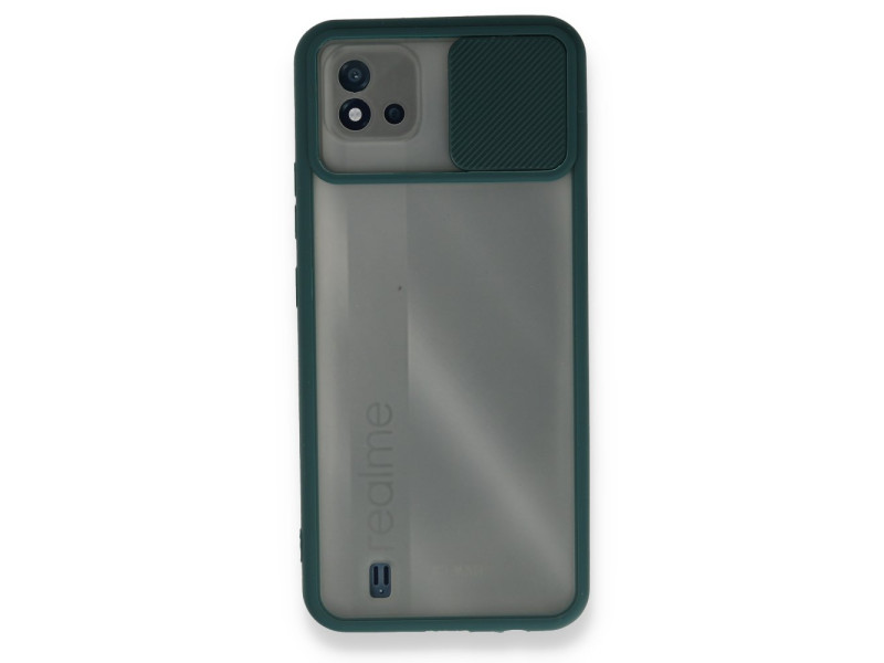 Newface Realme C11 2021 Kılıf Palm Buzlu Kamera Sürgülü Silikon - Yeşil