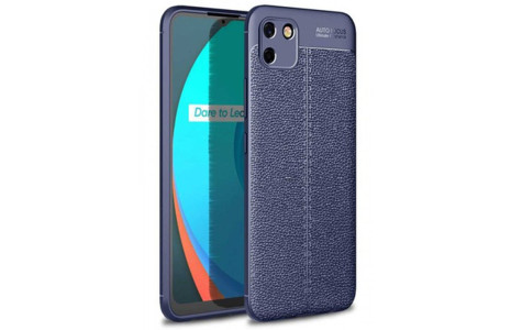 Newface Realme C11 Kılıf Focus Derili Silikon - Lacivert