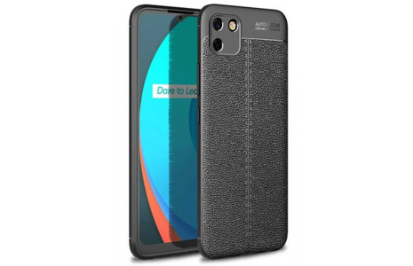 Newface Realme C11 Kılıf Focus Derili Silikon - Siyah