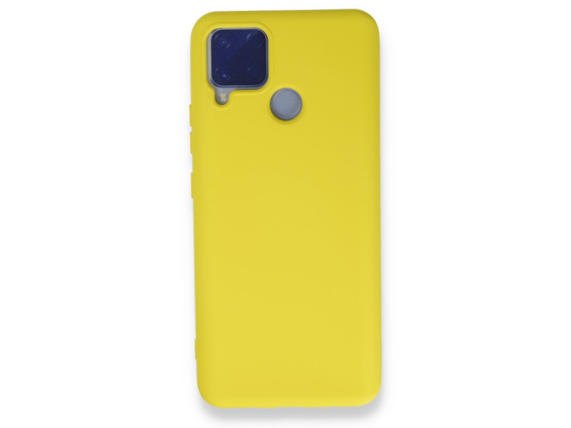 Newface Realme C15 Kılıf Nano içi Kadife Silikon - Sarı