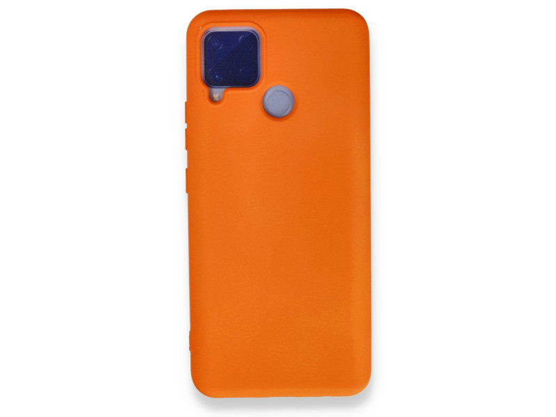 Newface Realme C15 Kılıf Nano içi Kadife Silikon - Turuncu
