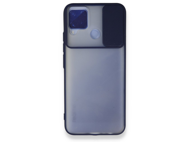 Newface Realme C15 Kılıf Palm Buzlu Kamera Sürgülü Silikon - Lacivert