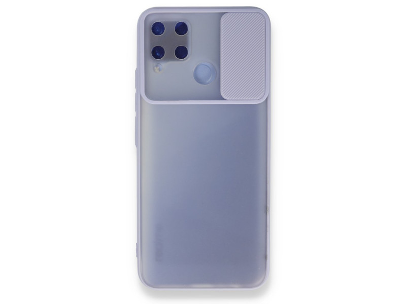 Newface Realme C15 Kılıf Palm Buzlu Kamera Sürgülü Silikon - Lila