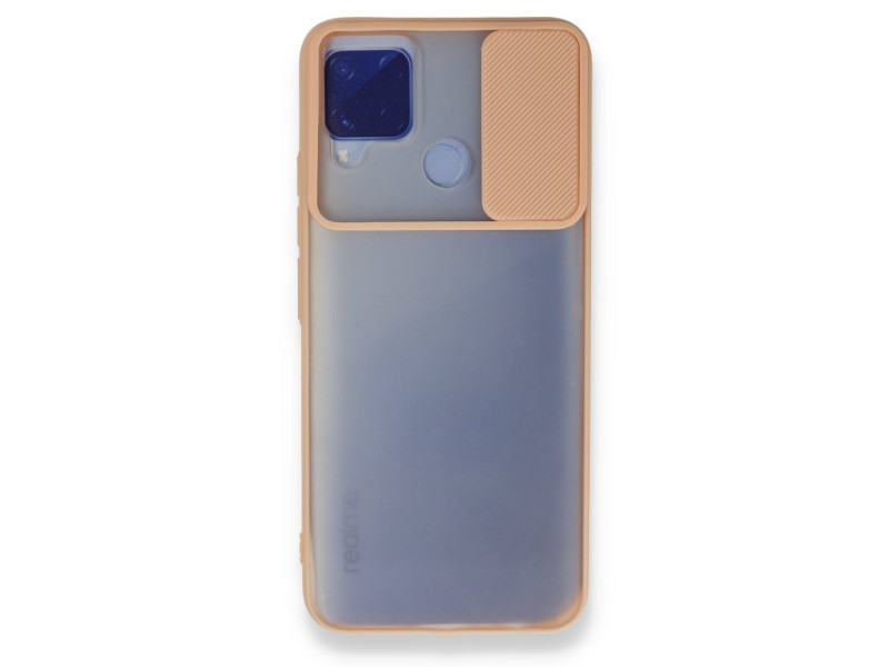 Newface Realme C15 Kılıf Palm Buzlu Kamera Sürgülü Silikon - Pembe