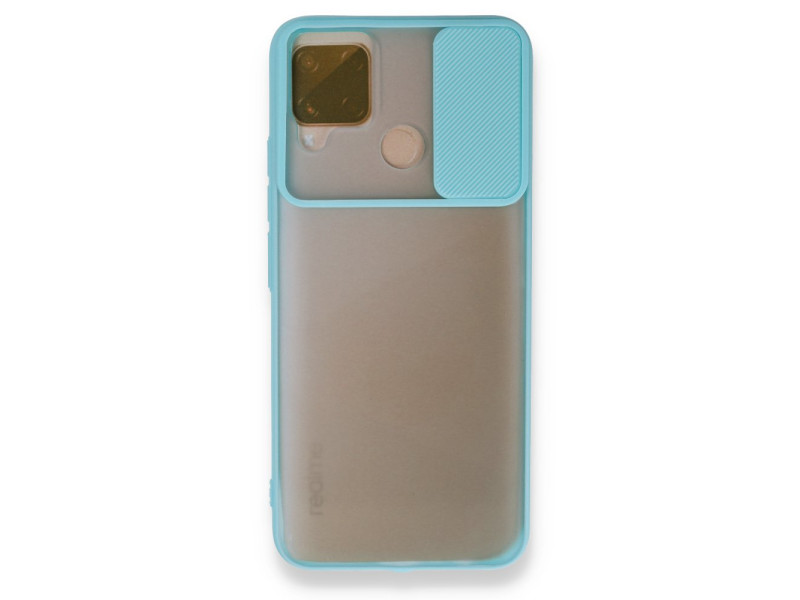 Newface Realme C15 Kılıf Palm Buzlu Kamera Sürgülü Silikon - Turkuaz
