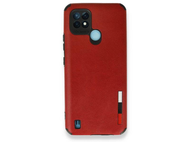Newface Realme C21 Kılıf Loop Deri Silikon - Kırmızı