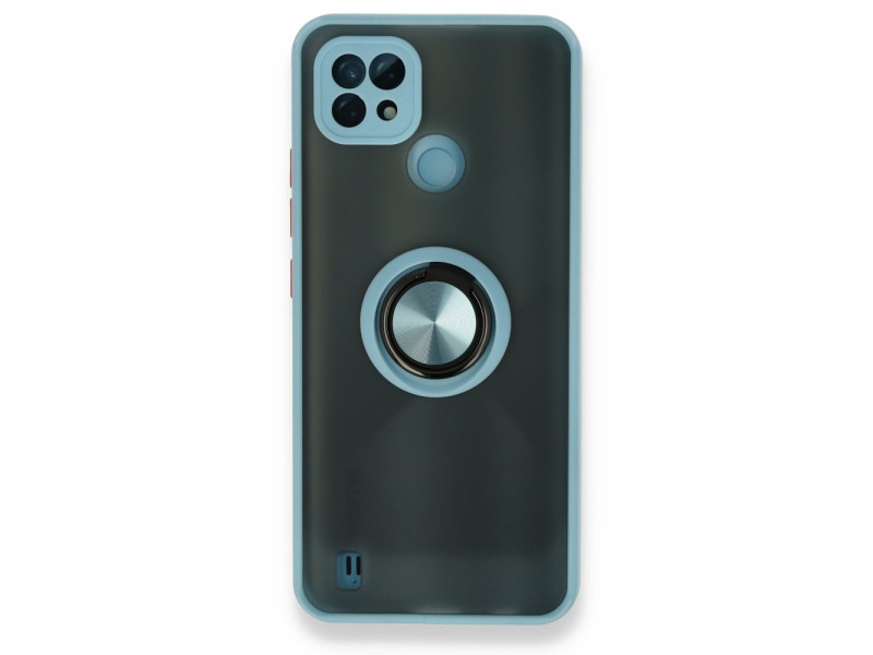 Newface Realme C21 Kılıf Montreal Yüzüklü Silikon Kapak - Buz Mavi