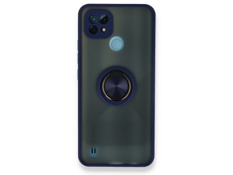 Newface Realme C21 Kılıf Montreal Yüzüklü Silikon Kapak - Lacivert