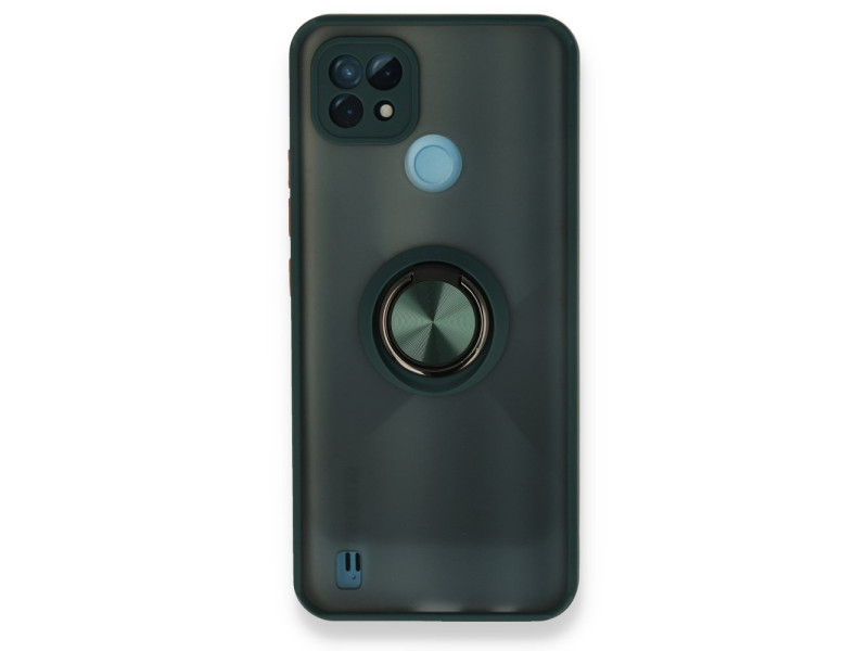 Newface Realme C21 Kılıf Montreal Yüzüklü Silikon Kapak - Yeşil