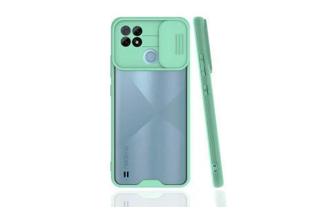 Newface Realme C21 Kılıf Platin Kamera Koruma Silikon - Açık Yeşil